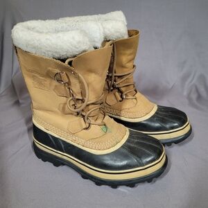 Sorel Caribou Waterproof Snow Boots Women’s 8 NL1005-280 Tan Leather Winter